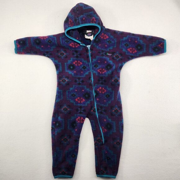 Vintage REI Snowsuit Aztec Pattern Fleece Lining Purple Unisex Baby 6-9 Months